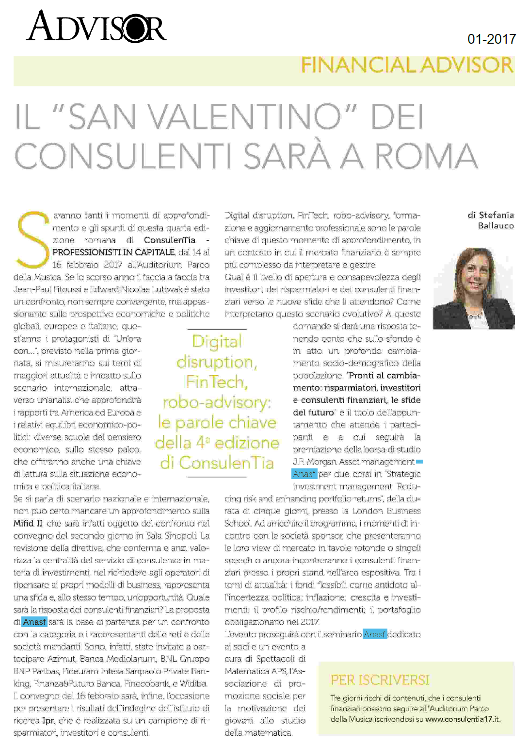 articolo su ConsulenTia17 Roma su Advisor